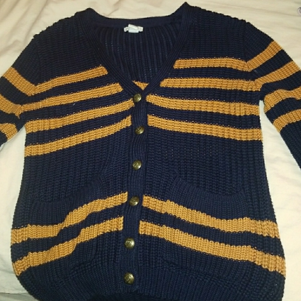 Button Down Striped Sweater